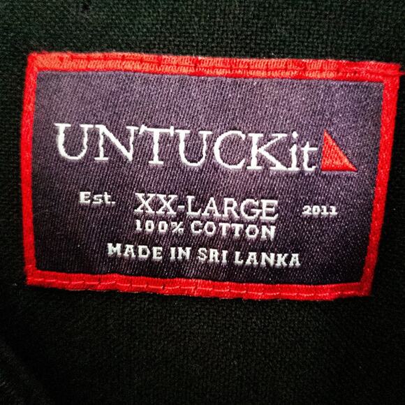 UNTUCKit Brushed Cotton Button Up Shirt Men's 2X Black Office Casual Modern - Picture 3 of 12